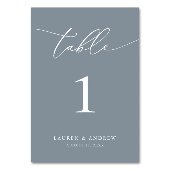 Dusty Blue Minimalist Wedding | Event Custom Table Number (Front)