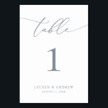Dusty Blue Minimalist Wedding | Event Custom Table Table Number<br><div class="desc">(**PLEASE NOTE: To order,  simply adjust your table number (and name/date) and add each number to your cart separately. Then check out once you are finished.) Beautiful,  elegant,  modern and minimalist,  table number card. Fully customizable with your names (or Event Name) and Date.</div>