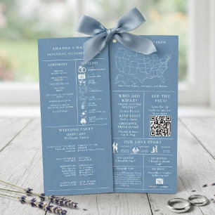 Dusty blue Minimalist Wedding Infographic Program