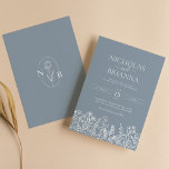 Dusty Blue Minimalist Wildflower Wedding Monogram Invitation<br><div class="desc">Dusty Blue Minimalist Wildflower Wedding Monogram Invitation. Easily personalize by replacing each info. Make sure to check the preview before adding to cart.</div>