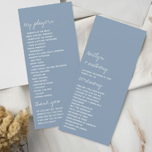 Dusty Blue Minimaliste Script Wedding Programme