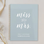 Dusty Blue Miss to Mrs. Wedding Planner<br><div class="desc">Custom-designed wedding planner notebook featuring "Miss to Mrs." modern hand script design on dusty blue background.</div>