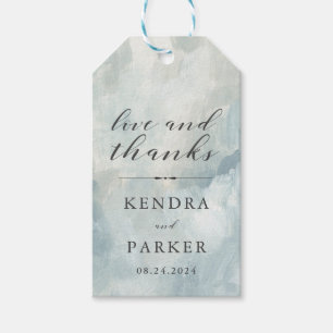Dusty Blue Modern Abstract Brushstrokes Thank You Gift Tags