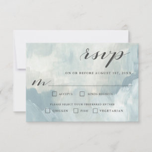 Dusty Blue Modern Abstract RSVP with Entrees