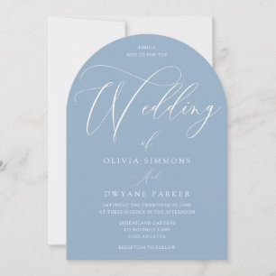 Dusty Blue Modern Arch Wedding Invitation
