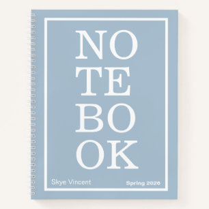 Dusty Blue Modern Big "NOTEBOOK" Notebook