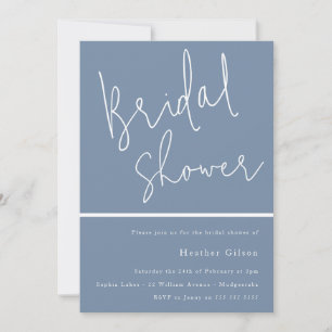 Dusty Blue Modern Bridal Shower Invitation
