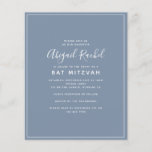 Dusty Blue Modern Budget Bat Mitzvah Invitation<br><div class="desc">A simple modern Bat Mitzvah invitation **PLEASE READ BEFORE PURCHASING** Our Petite range of budget stationery measures 4.5" x 5.6" and fits inside an A6 envelope, which are available in all sorts of colours at your local stationery store or you can add white ones to your order before you checkout....</div>
