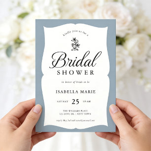 Dusty Blue Modern Chic Bridal Shower Invitation