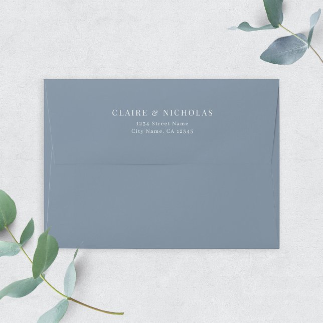 Dusty Blue Modern Elegant Wedding Address Envelope (Creator Uploaded)
