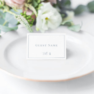 Dusty Blue Modern Elegant Wedding Escort Card