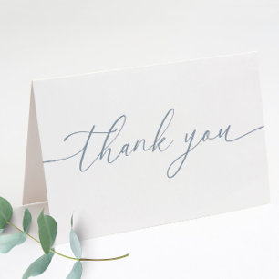 Dusty Blue Modern Elegant Wedding Folded Thank You Card