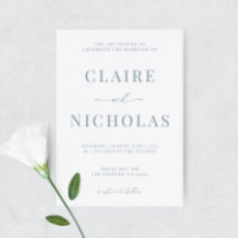 Dusty Blue Modern Elegant Wedding Invitation
