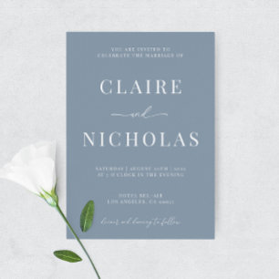 Dusty Blue Modern Elegant Wedding Invitation