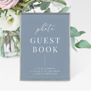 Dusty Blue Modern Elegant Wedding Photo Book Sign