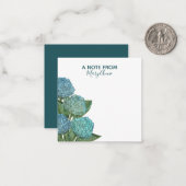 Dusty Blue Modern Floral Foliage Hydrangea Card (Front/Back In Situ)