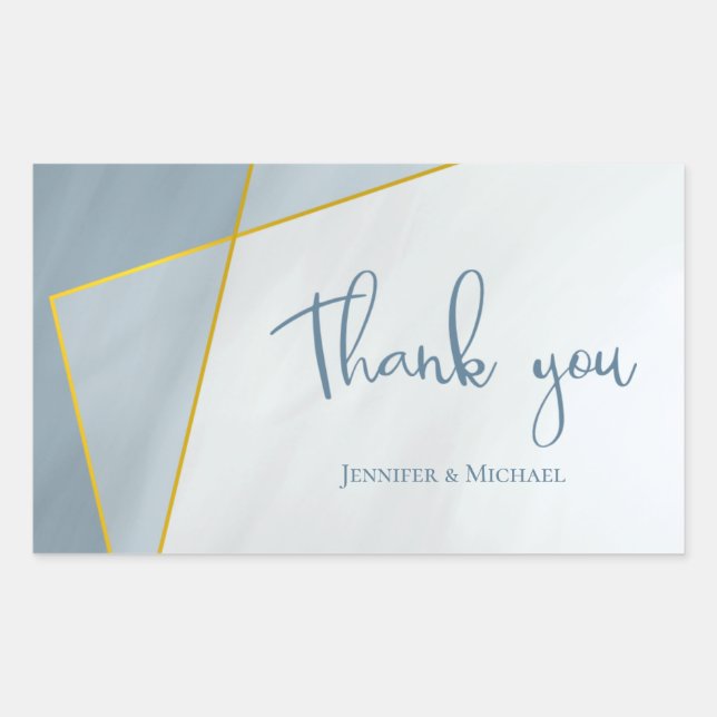 dusty blue modern gold frame wedding sticker (Front)