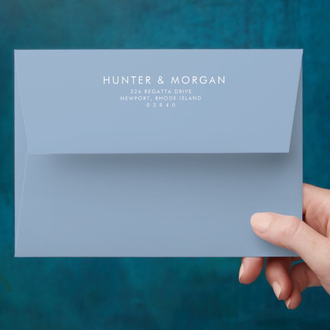 Dusty Blue Modern Minimal Return address wedding  Envelope (Hand)