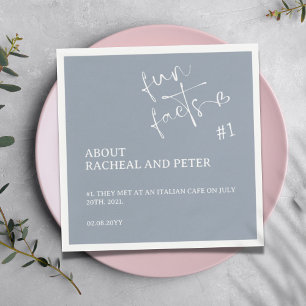 Dusty Blue Modern Minimal Script Fun Fact Wedding  Napkin
