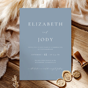 Dusty Blue Modern Minimalist Elegant Wedding  Invitation