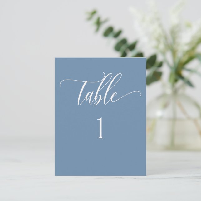 Dusty Blue Modern Minimalist Table Number (Standing Front)