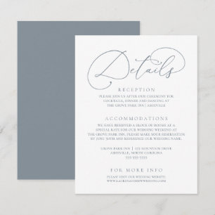 Dusty Blue Modern Minimalist Wedding Details Enclosure Card