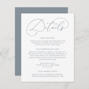 Dusty Blue Modern Minimalist Wedding Details Enclosure Card