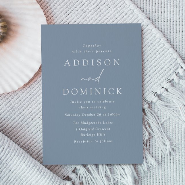 Dusty Blue Modern Minimalist Wedding Invitation (Creator Uploaded)