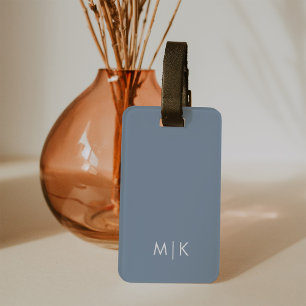 Dusty Blue   Modern Monogram Luggage Tag