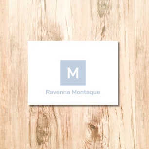 Dusty Blue Modern Monogram Personalized Name Note Card