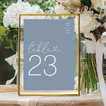 Dusty Blue Modern Monogram Wedding Table Number<br><div class="desc">Minimal dusty blue wedding table numbers featuring your initials in the top right corner,  the word 'table' in a elegant script font that incorporates a love heart,  and the number.</div>