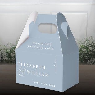 Dusty Blue Modern Monogram Wedding Thank You  Favor Box