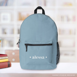 Dusty Blue Modern Personalized Kids Backpack
