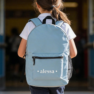 Dusty Blue Modern Personalized Kids Backpack
