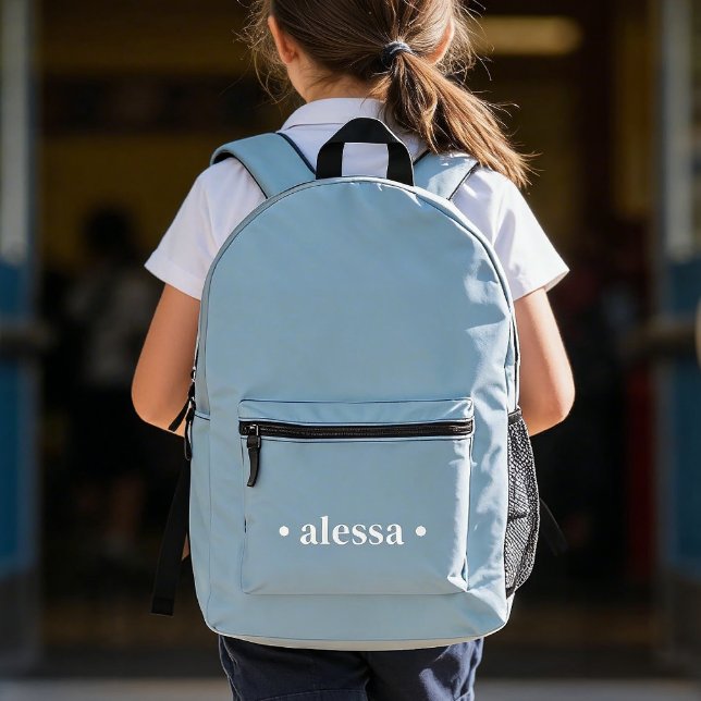 Dusty Blue Modern Personalized Kids Backpack (Creator Uploaded)