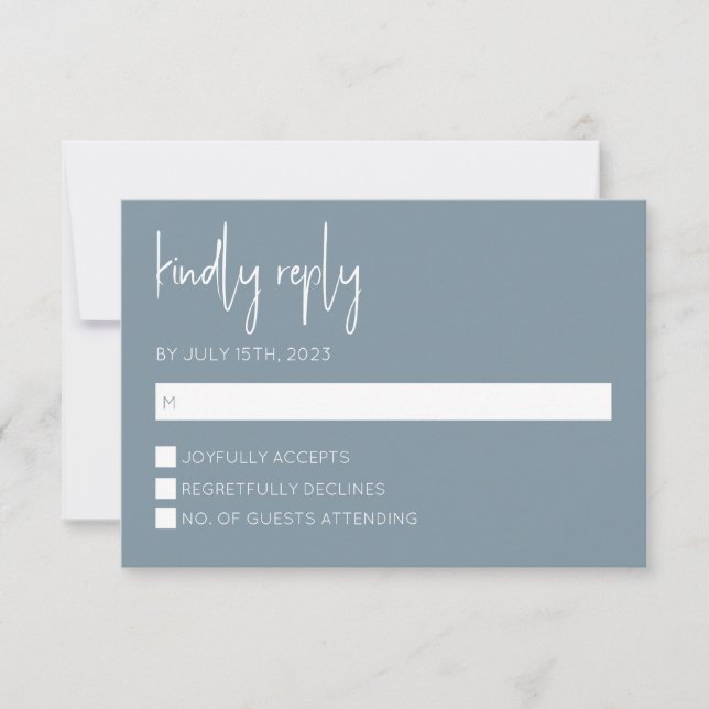 Dusty Blue Modern RSVP Card (Front)