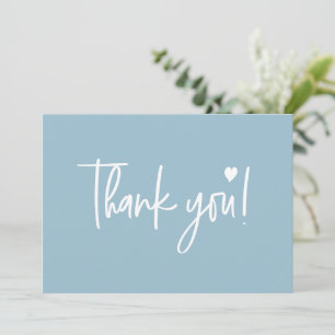 Dusty blue Modern script Baby Shower  Thank You Card