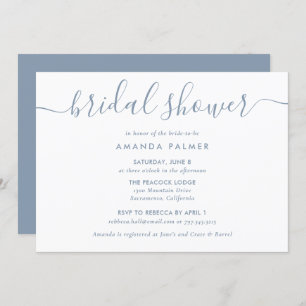 Dusty Blue Modern Script Bridal Shower Invitation