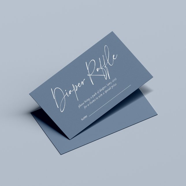 Dusty Blue Modern Script Diaper Raffle Enclosure Card (Creator Uploaded)