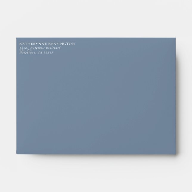 Dusty Blue Modern Simple Return Address Envelope (Front)