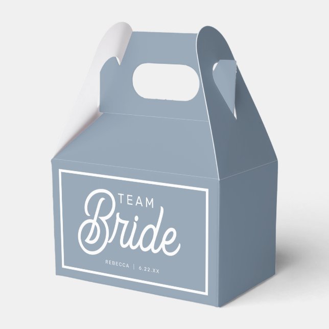 Dusty Blue Modern Team Bride Custom Favour Box (Front Side)