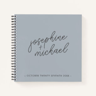 Dusty Blue Modern Wedding Guest Book