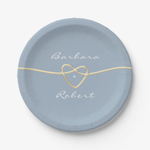 Dusty Blue Modern Wedding Paper Plate
