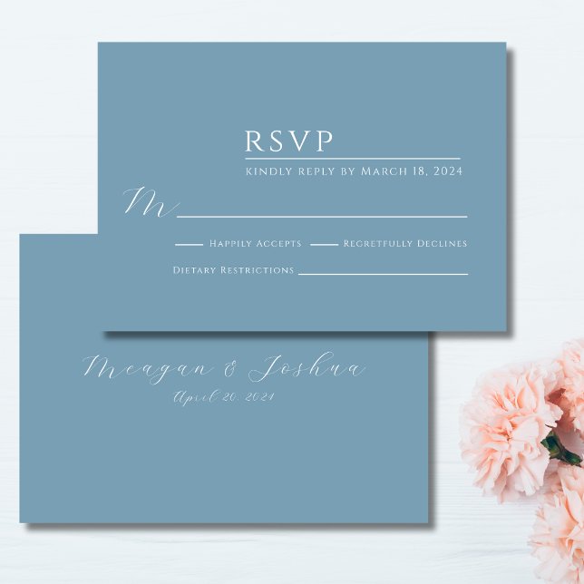 Dusty Blue Modern Wedding RSVP Card (Creator Uploaded)