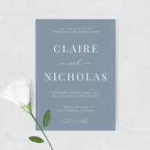 Dusty Blue Moderne Elégant Mariage Invitation