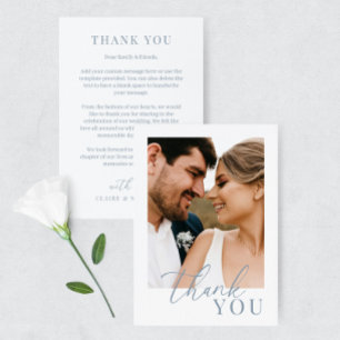 Dusty Blue Moderne élégant mariage Merci photo