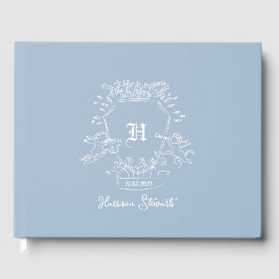 Dusty Blue Monogram Baby shower Livre d'or