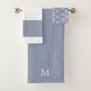 Dusty Blue Monogram Bath Towel Set II