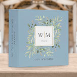 Dusty Blue Monogram Greenery Wedding Photo Album Binder<br><div class="desc">Botanical watercolor greenery monogram initials dusty blue wedding photo binder. Personalize with your monogram initials,  special date,  and name to create a beautiful elegant binder that is unique to you. Designed by Thisisnotme©</div>