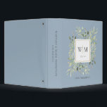 Dusty Blue Monogram Greenery Wedding Photo Album Binder<br><div class="desc">Botanical watercolor greenery monogram initials dusty blue wedding photo binder. Personalize with your monogram initials,  special date,  and name to create a beautiful elegant binder that is unique to you. Designed by Thisisnotme©</div>